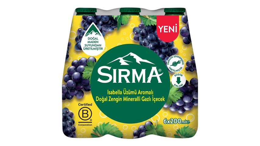 Sırma Isabella Üzümü Aromalı Maden Suyu 6 x 200 ml