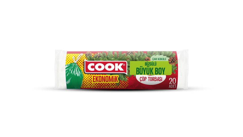 Cook Büzgülü Çöp Torbası Çam Kokulu 65 x 70 cm Jelatinli 20 Adet