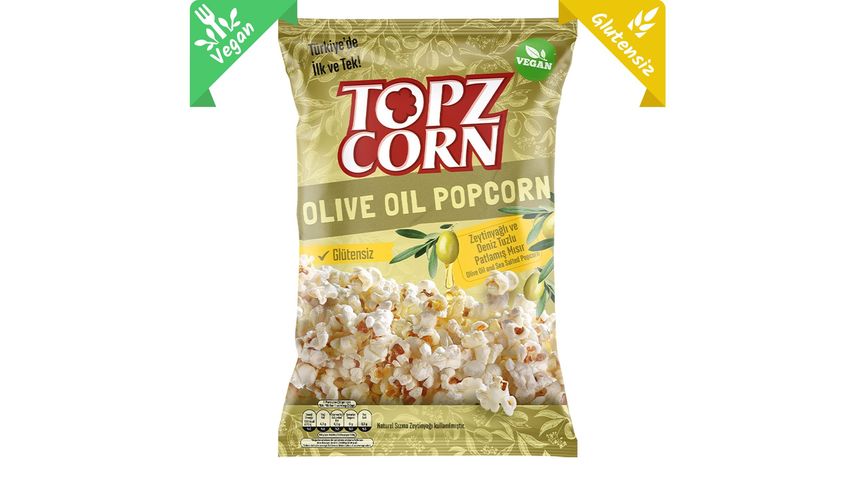 Topz Corn Zeytinyağlı & Deniz Tuzlu Glutensiz Popcorn 110 g