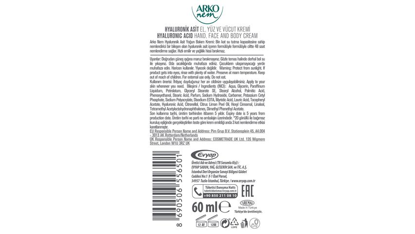 Arko Nem Intensive Hyaluronic Hand Cream 60 ml