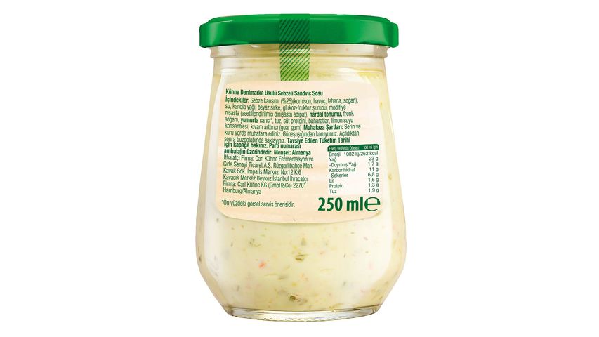 Kühne Danimarka Usulü Sebzeli Sandviç Sosu 250 ml