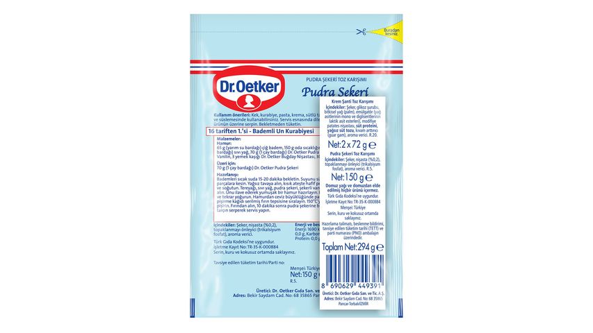 Dr. Oetker Whipped Cream Powder 144 g & Powdered Sugar 150 g