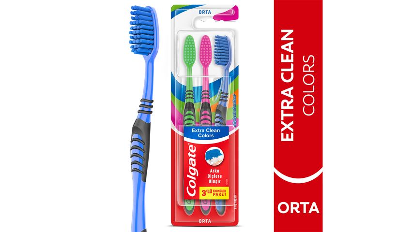 Colgate Extra Clean Colors Medium Diş Fırçası 2+1