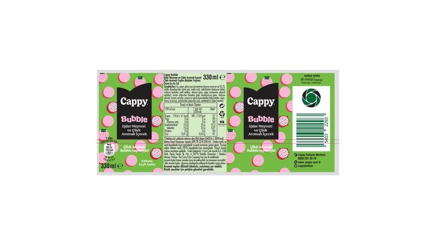 Cappy Bubble Ejder Meyvesi & Çilek 330 ml