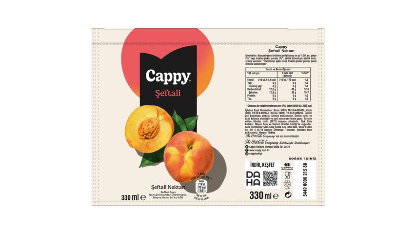 Cappy Şeftali Kutu 330 ml