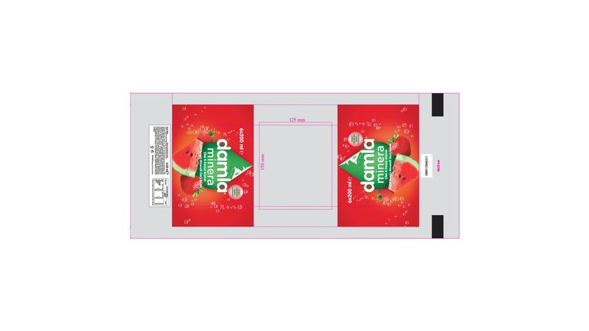 Damla Minera Watermelon Strawberry Flavored Mineral Water 6 x 200 ml