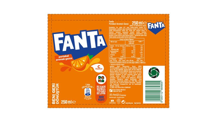 Fanta Portakal Aromalı Gazoz Kutu 250 ml