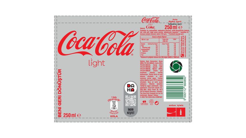Coca-Cola Light Kutu 250 ml