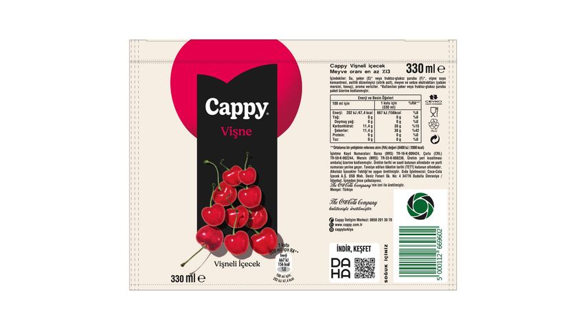 Cappy Vişneli Meyve Suyu Kutu 330 ml