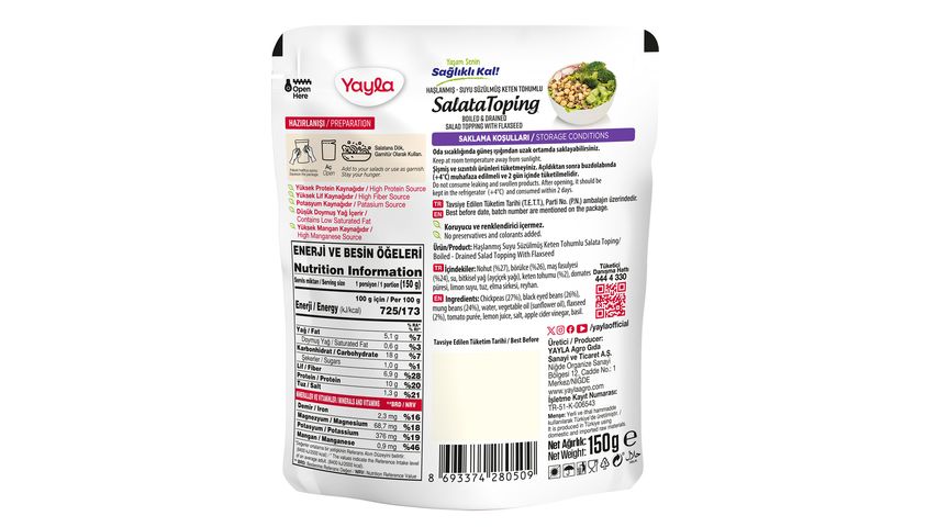 Yayla Keten Tohumlu Salata Topping 150 g