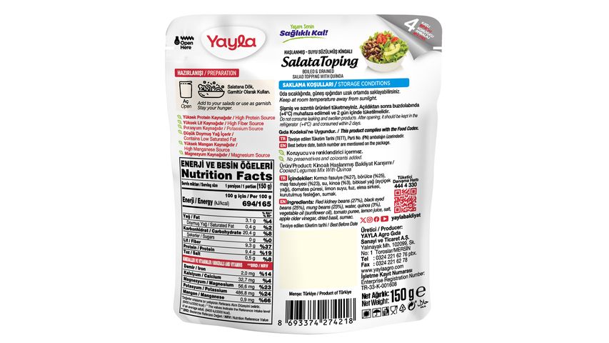 Yayla Kinoalı Salata Topping 150 g