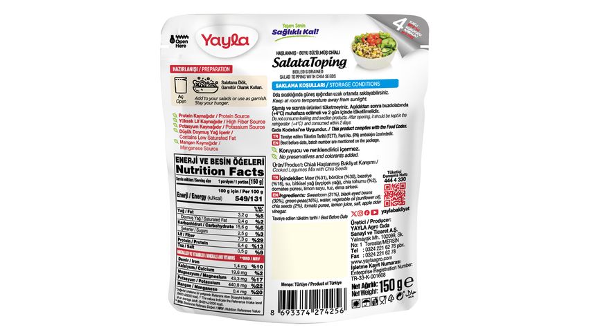 Yayla Chia’lı Salata Topping 150 g