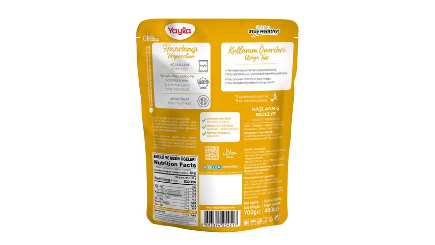 Yayla Haşlanmış Bezelye 700 g
