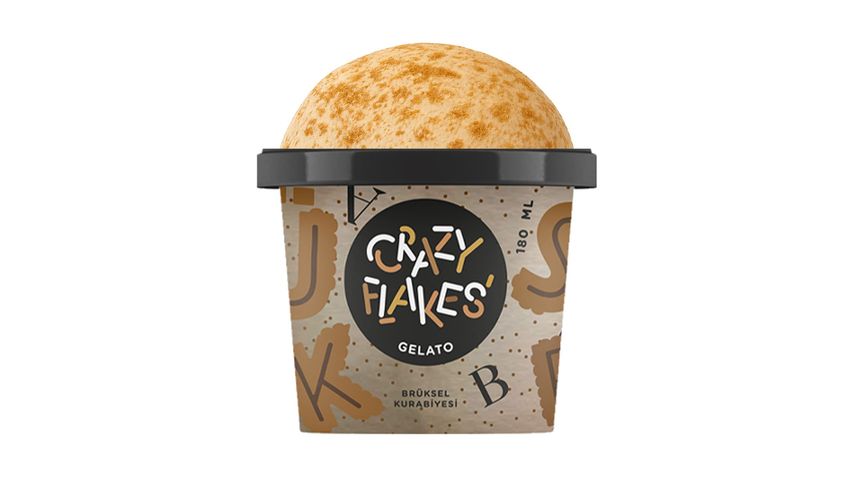 Crazy Flakes Gelato Brüksel Kurabiyeli Dondurma 180 ml