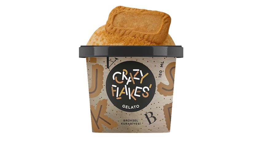Crazy Flakes Gelato Brüksel Kurabiyeli Dondurma 180 ml
