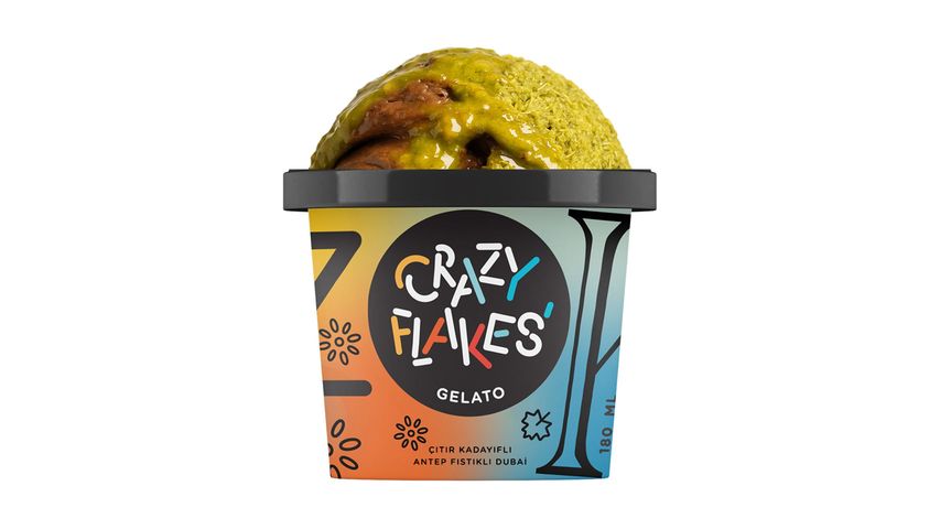 Crazy Flakes Çıtır Kadayıflı Antep Fıstıklı Dubai Dondurması 180 ml