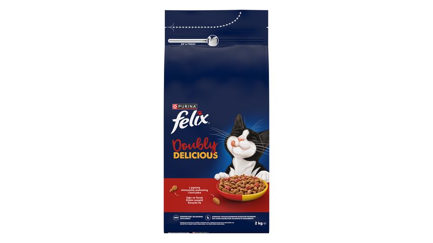 Felix Doubly Delicious Çifte Lezzet Sığır Etli Kuru Kedi Maması 2 kg
