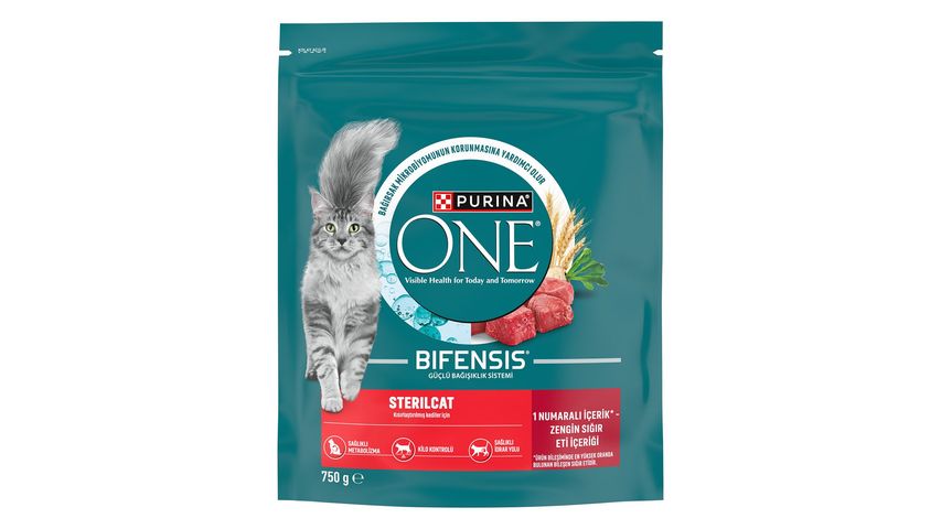 Purina One Adult Sterilized Cat Food with Beef 750 g