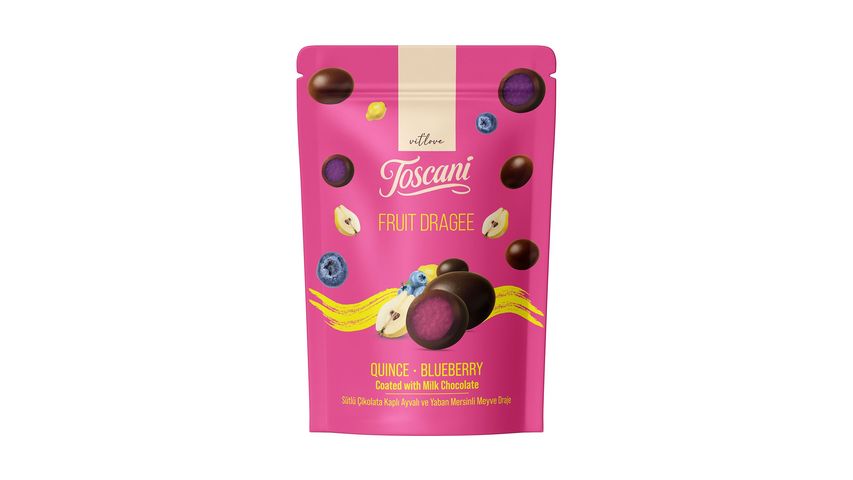 Toscani Sütlü Çikolata Kaplı Ayvalı & Yaban Mersinli Meyve Draje 60 g
