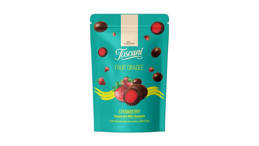 Toscani Milk Chocolate Coated Dried Strawberry Dragees 60 g