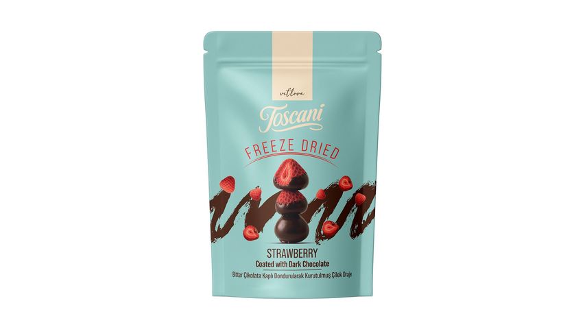 Toscani Bitter Çikolata Kaplı Dondurularak Kurutulmuş Çilek Draje 60 g
