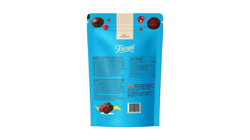 Toscani Milk Chocolate Coated Raspberry & Cherry Fruit Dragees 60 g