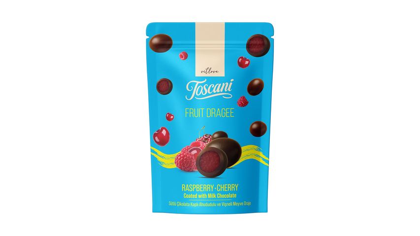 Toscani Milk Chocolate Coated Raspberry & Cherry Fruit Dragees 60 g
