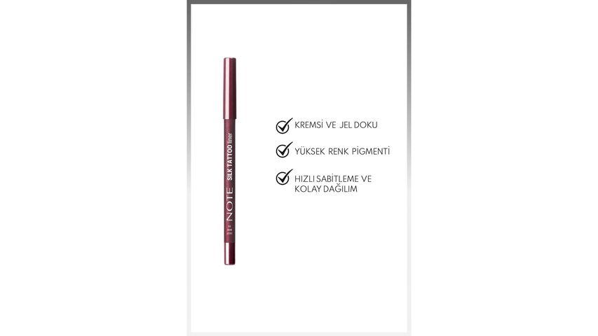 Note Silk Tattoo Liner 04 Deep Wine – Suya Dayanıklı İpeksi Jel Göz Kalemi (Bordo, Mat)