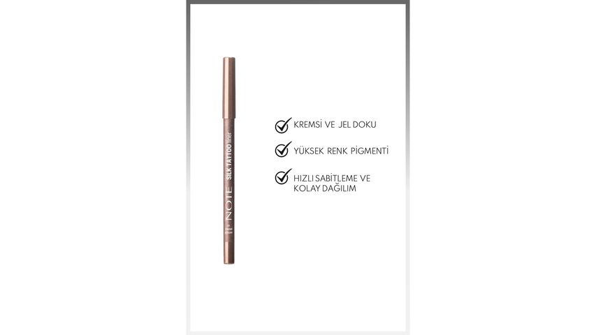 Note Silk Tattoo Liner 03 Antique Bronze – Suya Dayanıklı İpeksi Jel Göz Kalemi (Bronz, Işıltılı)