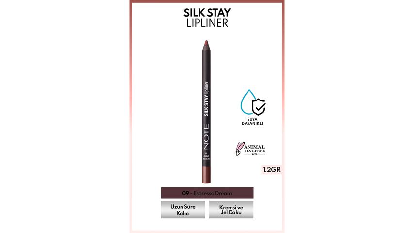Note Silk Stay Lipliner 09 Espresso Dream – Suya Dayanıklı İpeksi Dudak Kalemi (Kahverengi)