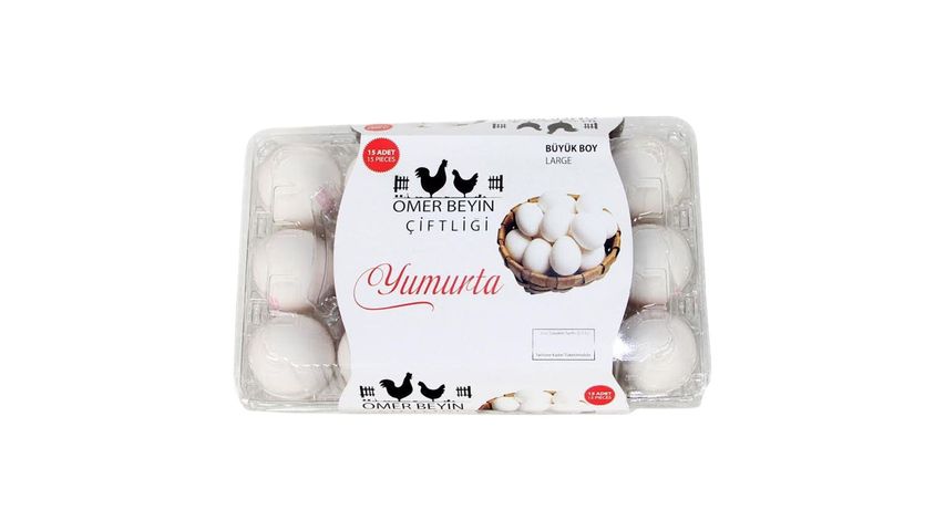 Omer Bey's Farm Large White Eggs 15-Pack