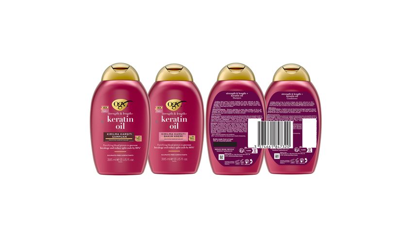 OGX Keratin Yağı Şampuan 385 ml & Saç Bakım Kremi 385 ml