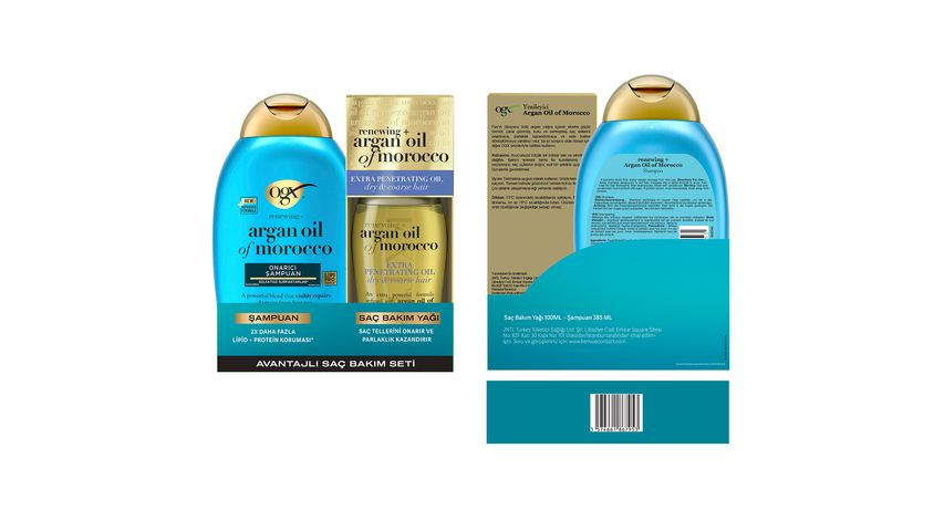 OGX Argan Yağı Şampuan 385 ml & Argan Yağı Yenileyici Saç Bakım Yağı 100 ml