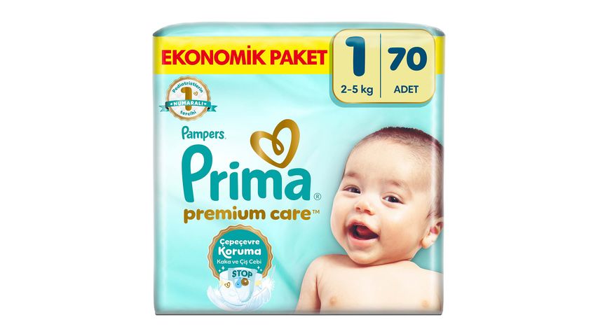 Prima Bebek Bezi Premium Care 1 Numara 70 Adet Yenidoğan Ekonomik Paket