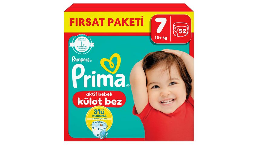 Prima Külot Bebek Bezi 7 Beden 52 Adet XX Large Fırsat Paketi