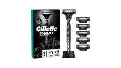 Gillette Mach3 Charcoal Razor with 6 Refill Blades + Razor Stand