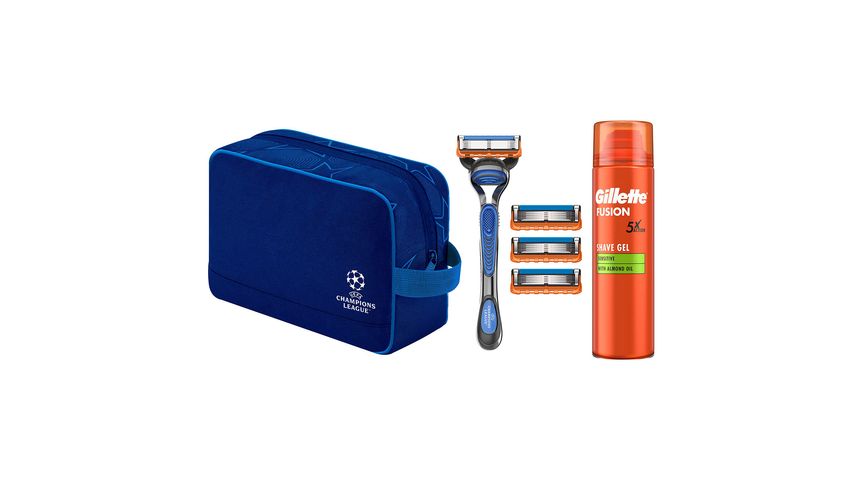 Gillette UEFA Champions League Special Edition Fusion5 Men’s Razor + 4 Refill Blades + 200 ml Shaving Gel