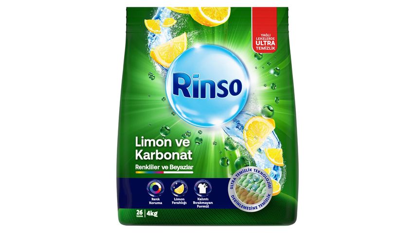 Rinso Limon ve Karbonat Renkliler & Beyazlar İçin Toz Deterjan 4 kg