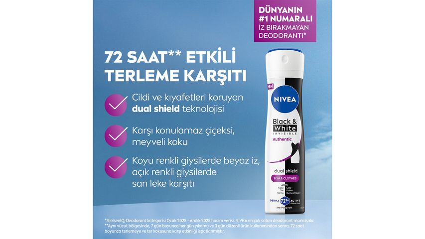 NIVEA Women Black & White Invisible Authentic Spray Deodorant 150 ml