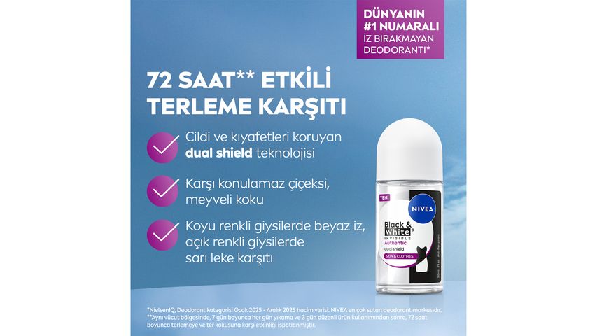 Nivea Women Black & White Invisible Authentic Roll-On Deodorant 50 ml
