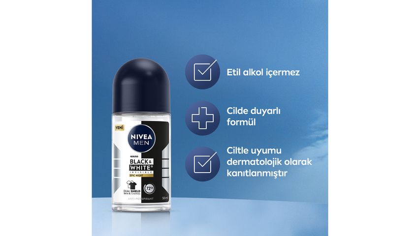 Nivea Men Black & White Invisible Epic Night Roll-On Deodorant 50 ml