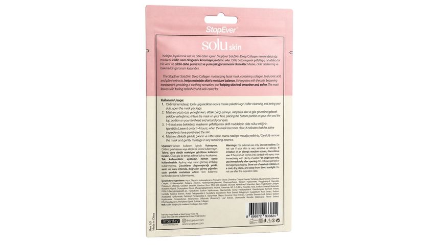 StopEver Skin Solu Deep Kolajen Eriyen Yüz Maskesi
