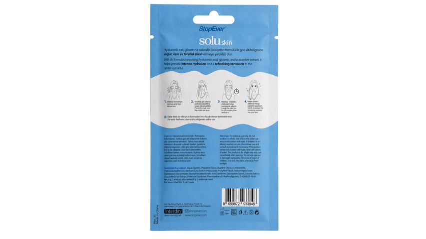 StopEver Skin Solu Hydrate Kağıt Göz Altı Maskesi