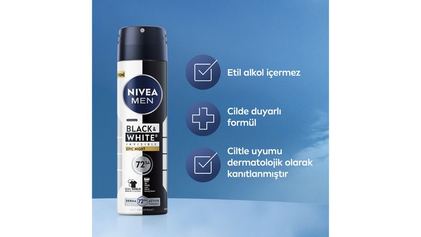 Nivea Men Black & White Invisible Epic Night Anti-Perspirant Spray Deodorant 150 ml