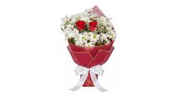 Gül ve Beyaz Papatya Buketi 52 cm
