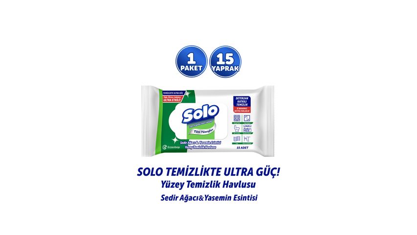 Solo Ultra Güç Sedir & Yasemin Kokulu Travel Yüzey Temizlik Havlusu 15’li