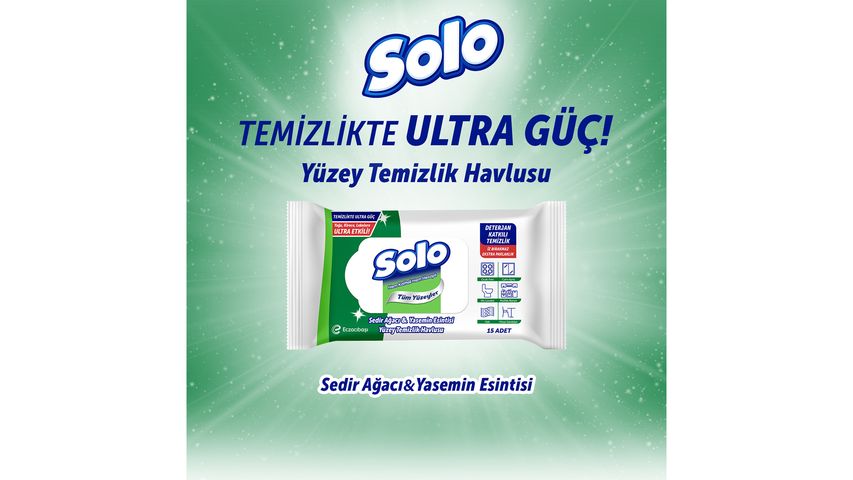 Solo Ultra Güç Sedir & Yasemin Kokulu Travel Yüzey Temizlik Havlusu 15’li