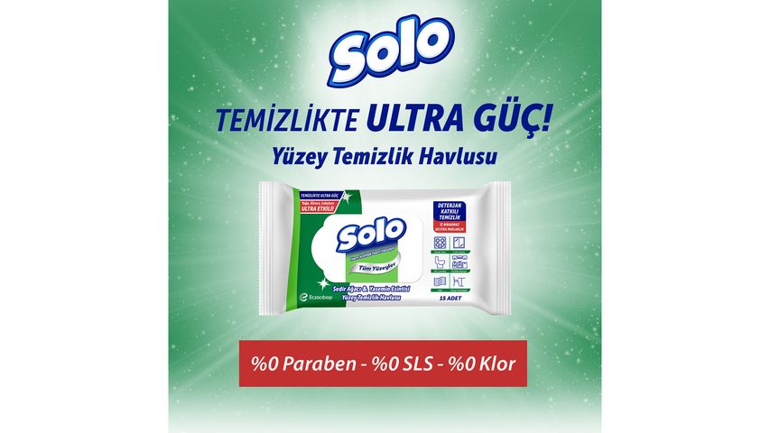 Solo Ultra Güç Sedir & Yasemin Kokulu Travel Yüzey Temizlik Havlusu 15’li