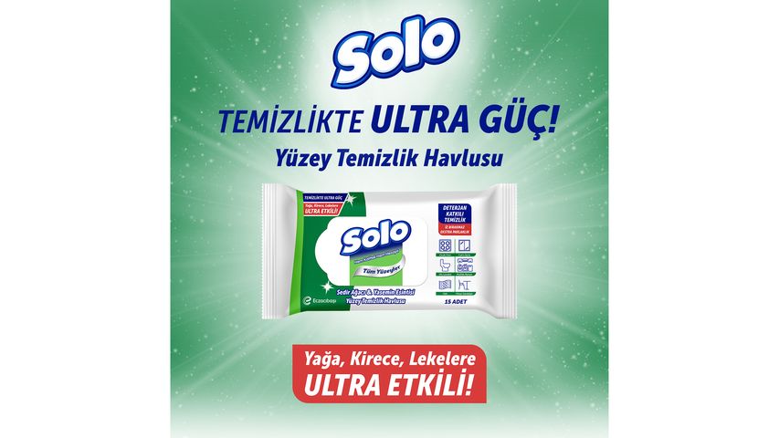 Solo Ultra Güç Sedir & Yasemin Kokulu Travel Yüzey Temizlik Havlusu 15’li