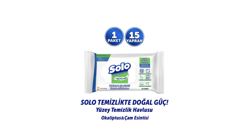 Solo Okaliptus & Çam Kokulu Travel Yüzey Temizlik Havlusu 15’li